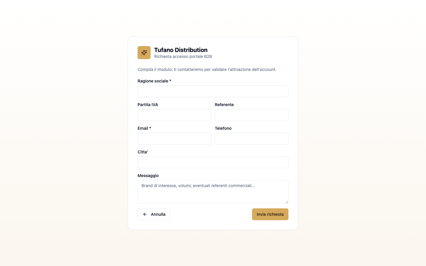 Richiedi accesso (registrazione)